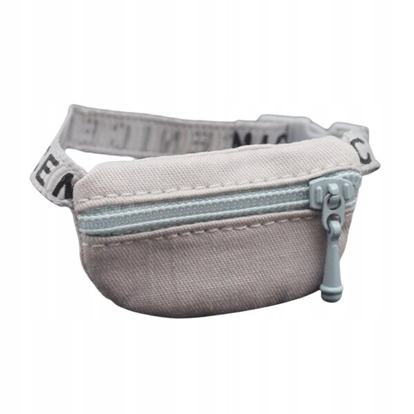 Miniatuur crossbody schoudertas voor 1:6 1:12 poppen zandgrijze stof