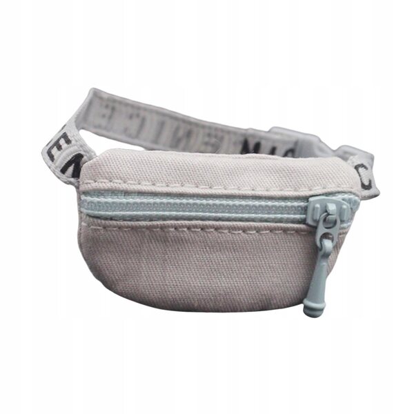 Miniatuur crossbody schoudertas voor 1:6 1:12 poppen zandgrijze stof