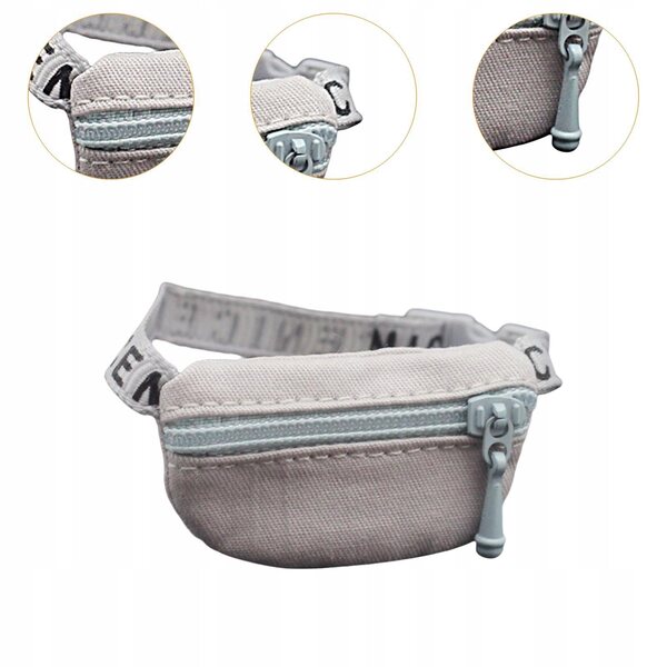 Miniatuur crossbody schoudertas voor 1:6 1:12 poppen zandgrijze stof