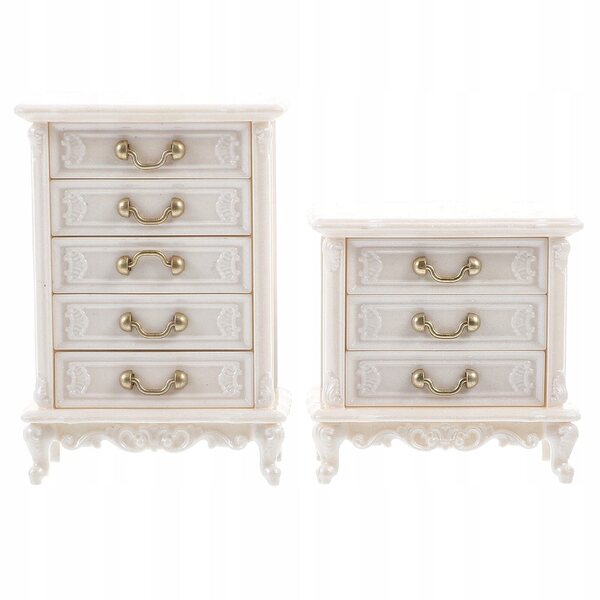 Mini armadietto in legno bianco set 2 pezzi per casa delle bambole, decorazione miniatura