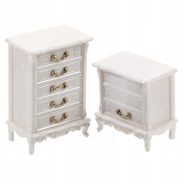Mini armadietto in legno bianco set 2 pezzi per casa delle bambole, decorazione miniatura