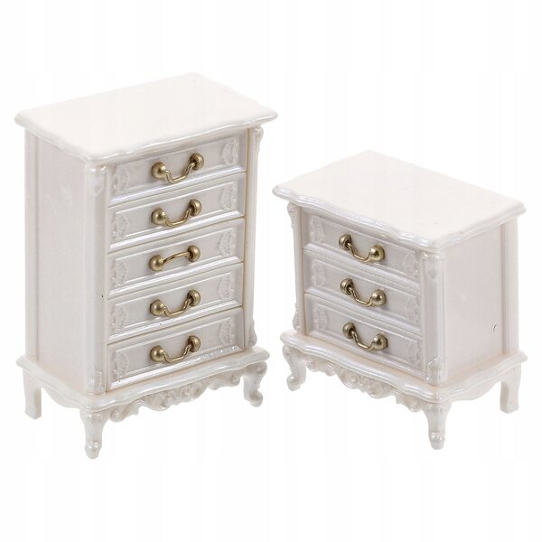 Mini armadietto in legno bianco set 2 pezzi per casa delle bambole, decorazione miniatura