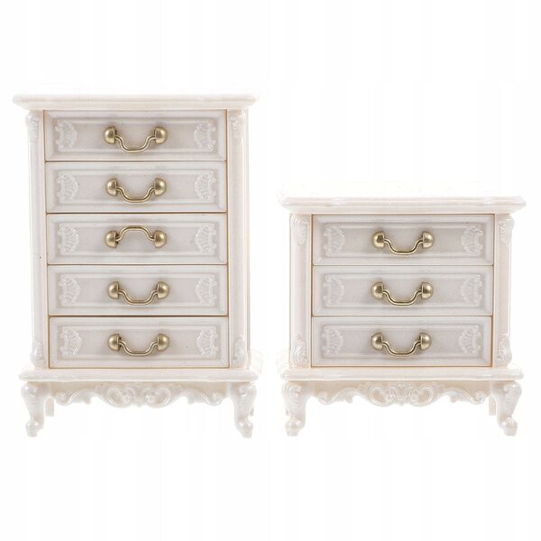 Mini armadietto in legno bianco set 2 pezzi per casa delle bambole, decorazione miniatura