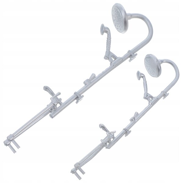 Set 2 Testine Doccia in Plastica per Casa delle Bambole Miniatura Argento