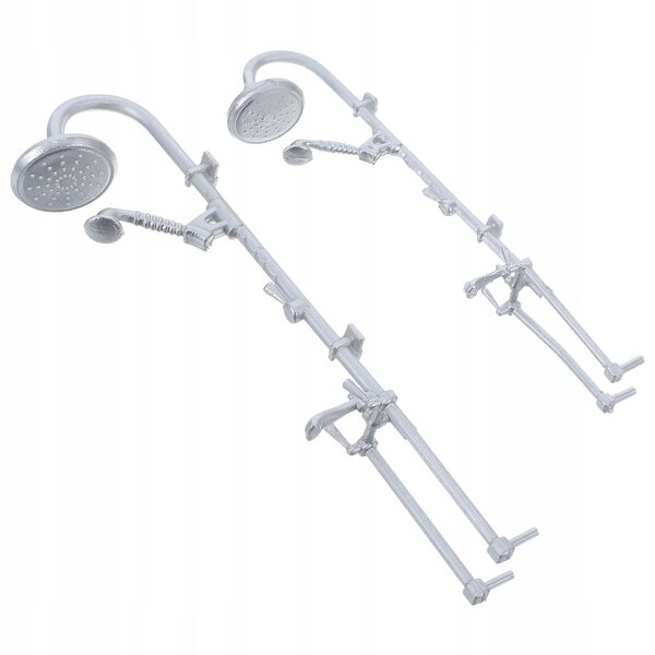 Set 2 Testine Doccia in Plastica per Casa delle Bambole Miniatura Argento