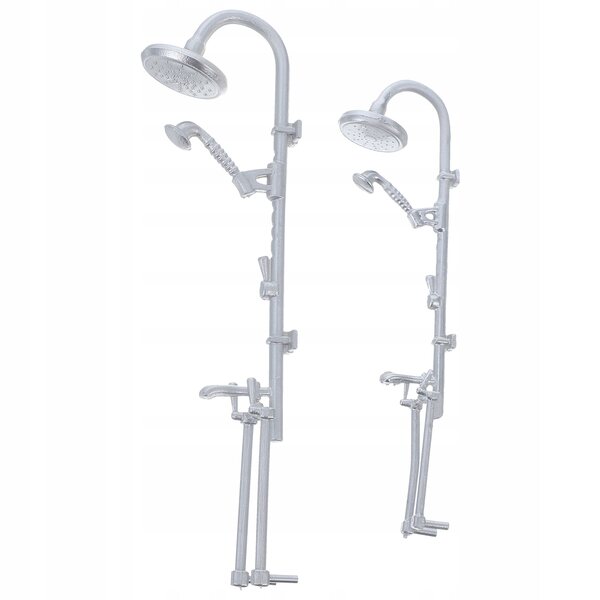 Set 2 Testine Doccia in Plastica per Casa delle Bambole Miniatura Argento
