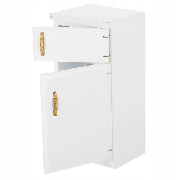 1:12 Puppenhaus Weißer Mini-Kühlschrank aus Holz, handgefertigt