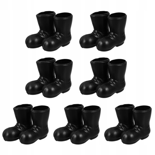 Set 7 paia mini stivaletti neri decorativi per casette delle bambole