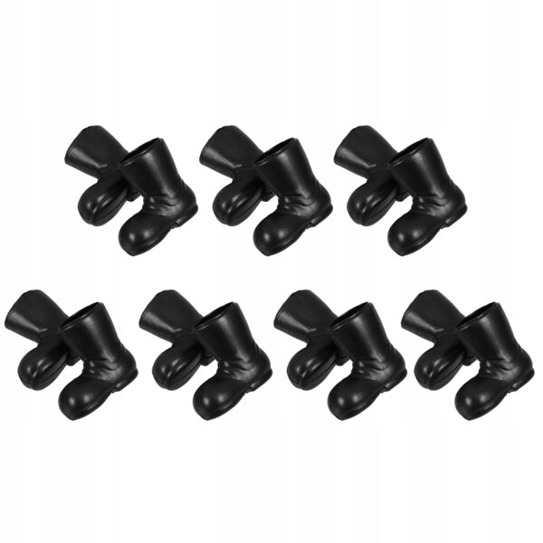 Set 7 paia mini stivaletti neri decorativi per casette delle bambole