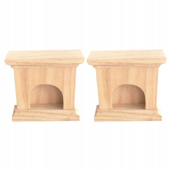 Mini Camino in Legno Decorativo per Casa delle Bambole 6,6x6,6x2,5 cm - Set 2 Pezzi