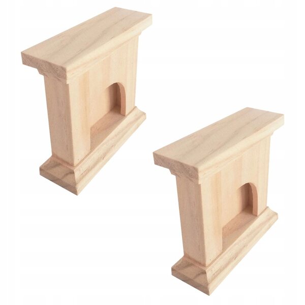 Mini Camino in Legno Decorativo per Casa delle Bambole 6,6x6,6x2,5 cm - Set 2 Pezzi