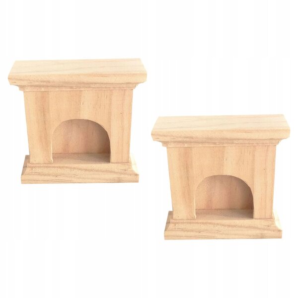Mini Camino in Legno Decorativo per Casa delle Bambole 6,6x6,6x2,5 cm - Set 2 Pezzi