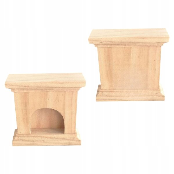 Mini Camino in Legno Decorativo per Casa delle Bambole 6,6x6,6x2,5 cm - Set 2 Pezzi