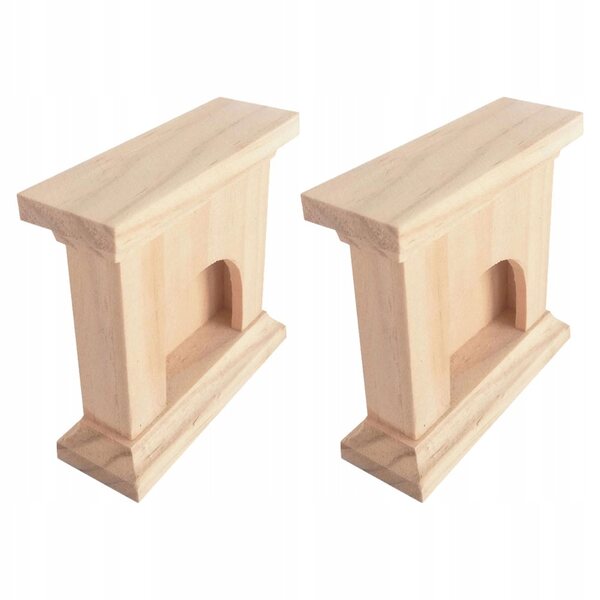 Mini Camino in Legno Decorativo per Casa delle Bambole 6,6x6,6x2,5 cm - Set 2 Pezzi