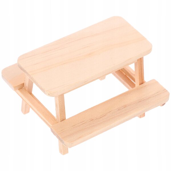 Mini Tavolo da Picnic in Legno per Decorazione Casa delle Bambole 8x8x5 cm