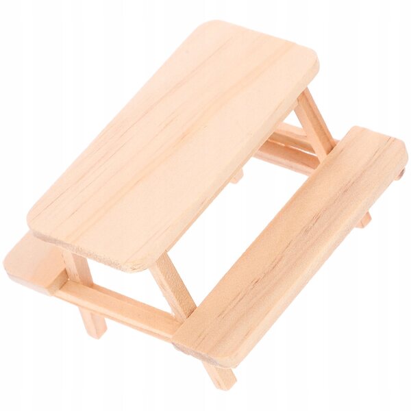 Mini Tavolo da Picnic in Legno per Decorazione Casa delle Bambole 8x8x5 cm