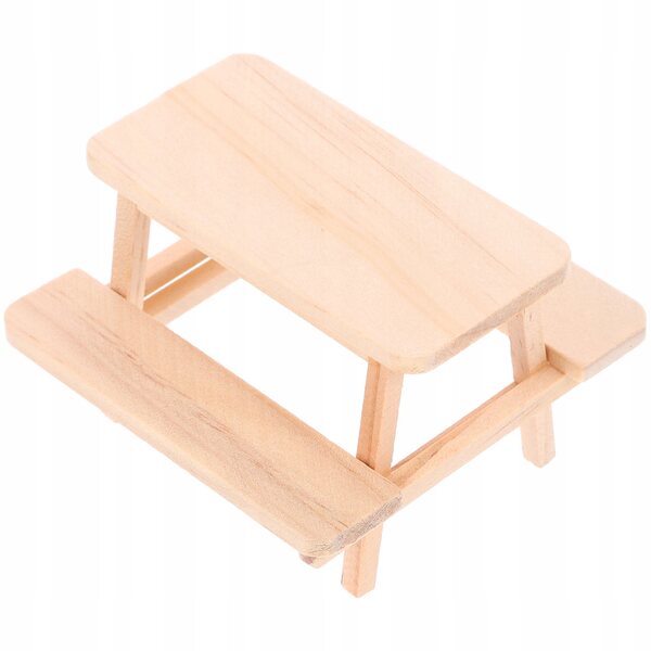 Mini Tavolo da Picnic in Legno per Decorazione Casa delle Bambole 8x8x5 cm