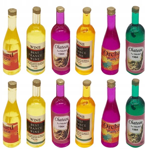 Lot de 12 mini bouteilles en plastique colorées pour décorations et modélisme