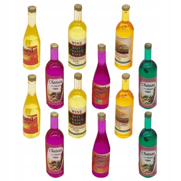 Lot de 12 mini bouteilles en plastique colorées pour décorations et modélisme