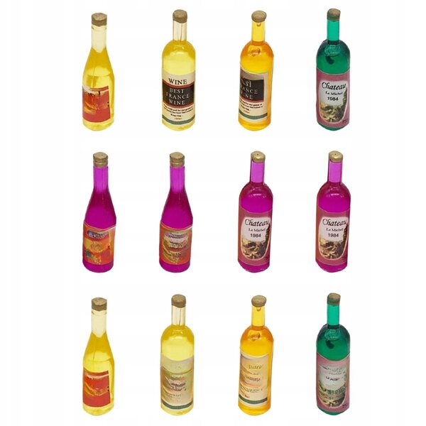 Lot de 12 mini bouteilles en plastique colorées pour décorations et modélisme