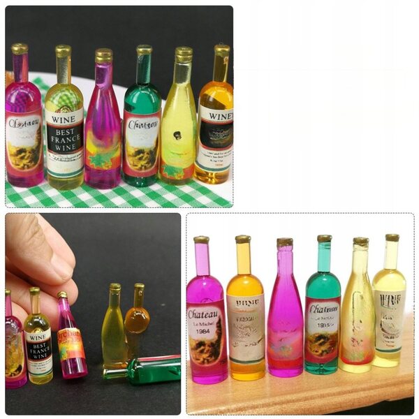 Lot de 12 mini bouteilles en plastique colorées pour décorations et modélisme