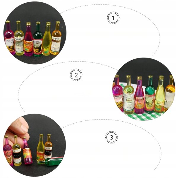 Lot de 12 mini bouteilles en plastique colorées pour décorations et modélisme