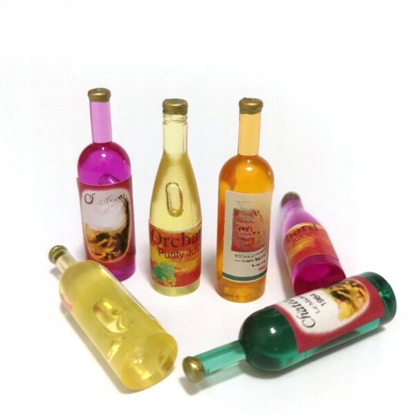 Lot de 12 mini bouteilles en plastique colorées pour décorations et modélisme