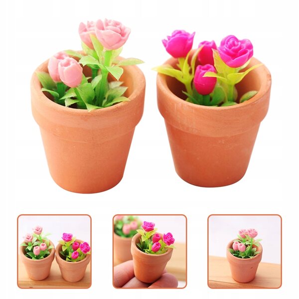 Mini piante bonsai in ceramica e PVC per casa delle bambole, set 2 pezzi