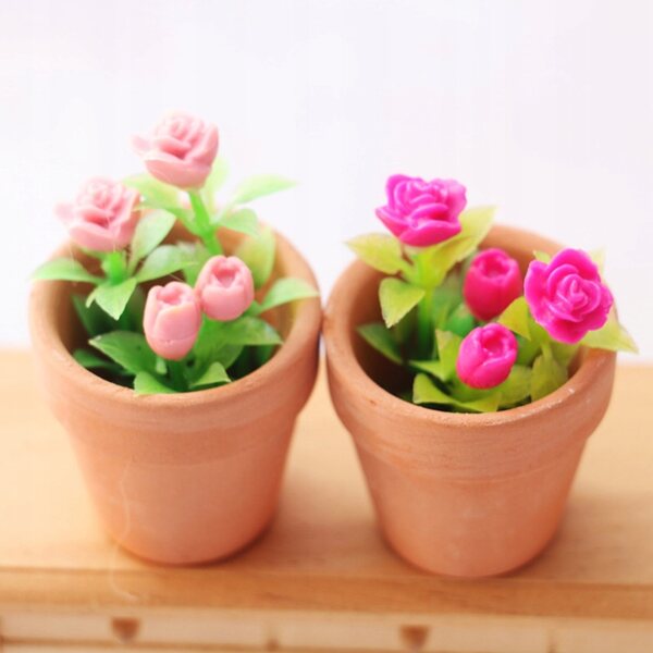 Mini piante bonsai in ceramica e PVC per casa delle bambole, set 2 pezzi