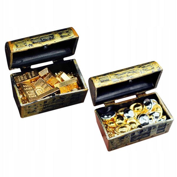Miniatura Scatola del Tesoro con Lingotti d'Oro Dettagli Realistici Decorazione