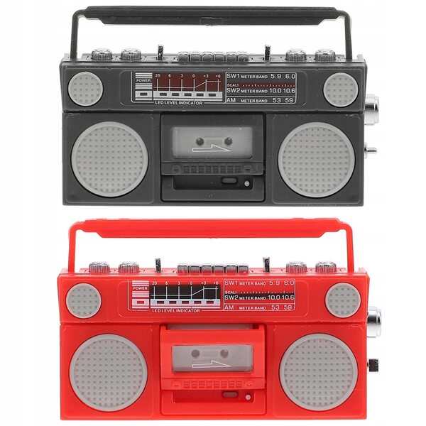 Lot de 2 mini radios rétro décoratives en plastique pour maisons de poupées