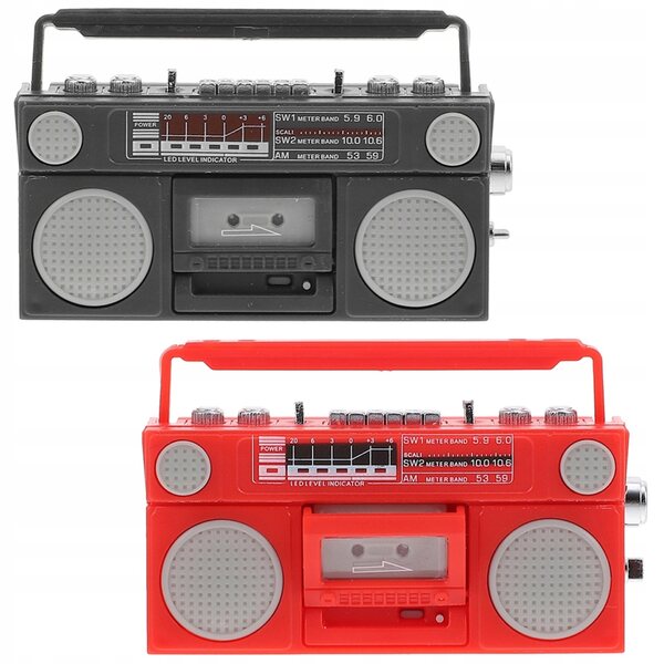 Lot de 2 mini radios rétro décoratives en plastique pour maisons de poupées