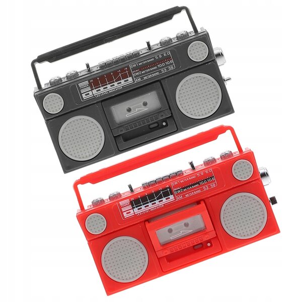 Lot de 2 mini radios rétro décoratives en plastique pour maisons de poupées