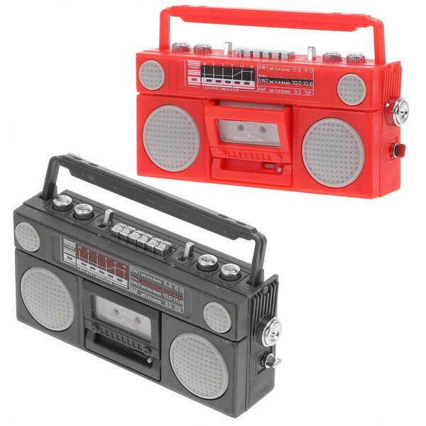 Lot de 2 mini radios rétro décoratives en plastique pour maisons de poupées