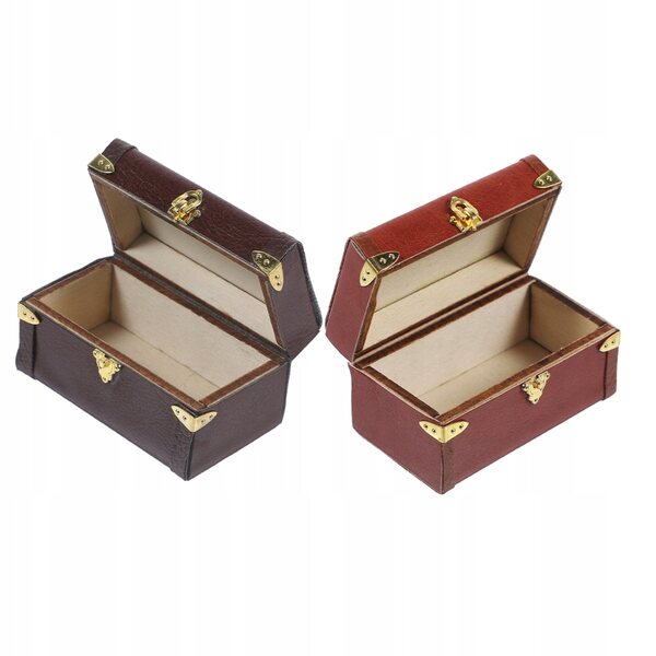 Set 2 Mini Valigie Vintage in Legno per Casa delle Bambole Decorazioni