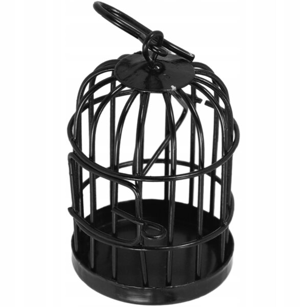 Mini gabbia decorativa per uccelli in metallo per casa delle bambole nera