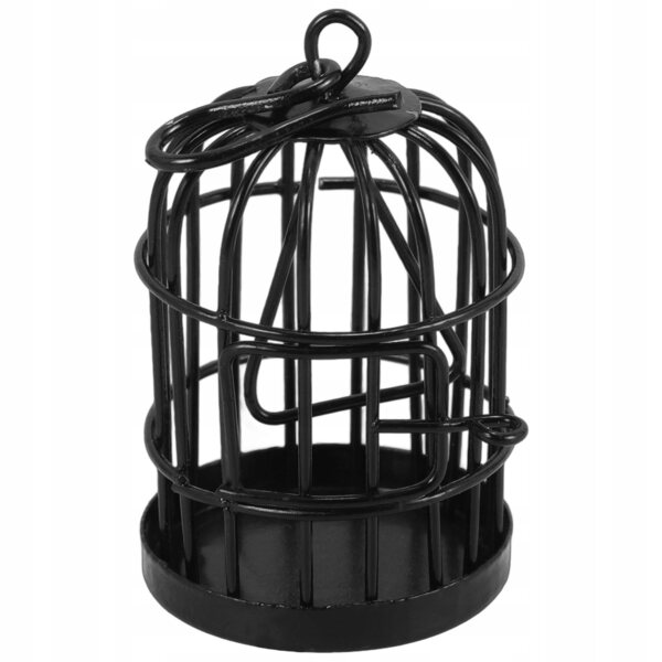 Mini gabbia decorativa per uccelli in metallo per casa delle bambole nera