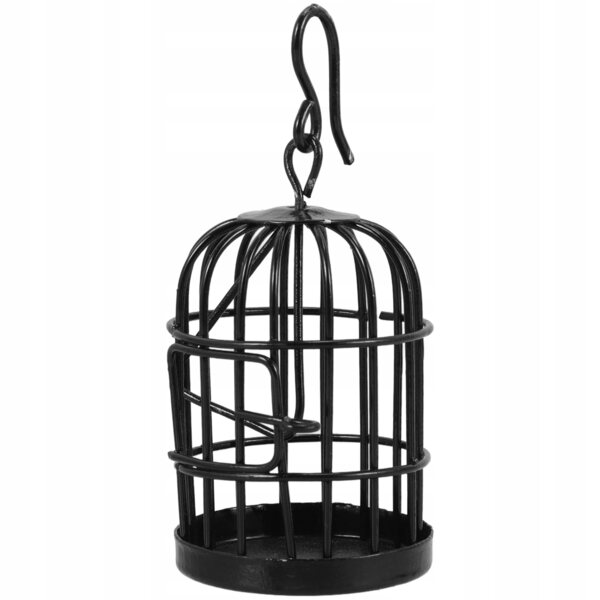 Mini gabbia decorativa per uccelli in metallo per casa delle bambole nera