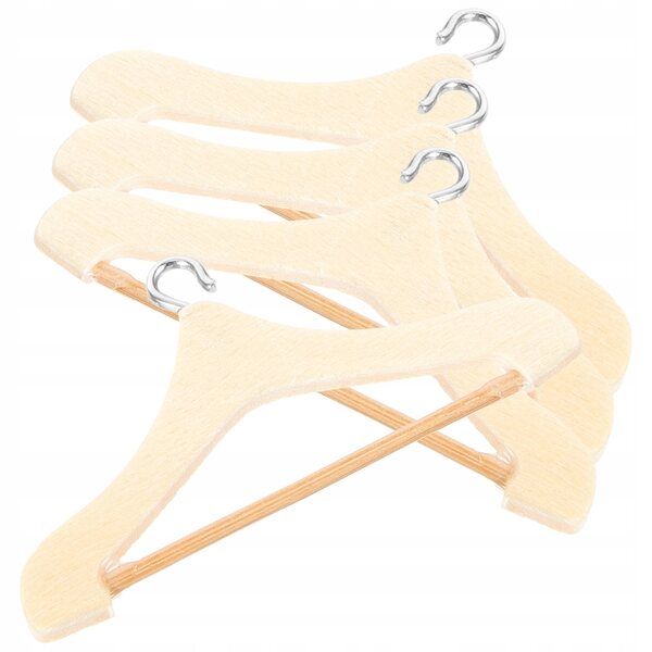 Lot de 4 mini cintres en bois et métal pour vêtements de poupée colorés
