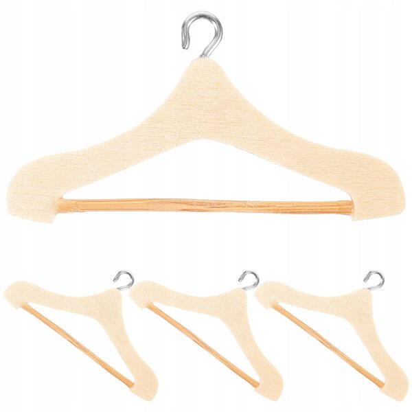 Lot de 4 mini cintres en bois et métal pour vêtements de poupée colorés