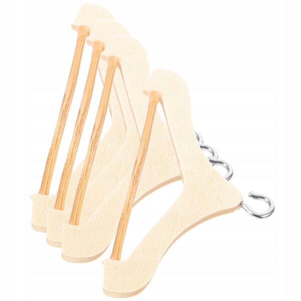 Lot de 4 mini cintres en bois et métal pour vêtements de poupée colorés