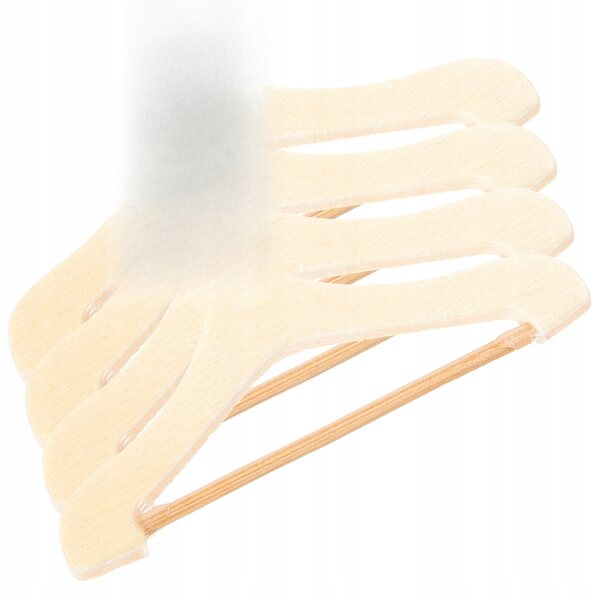 Lot de 4 mini cintres en bois et métal pour vêtements de poupée colorés