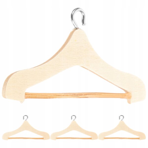 Lot de 4 mini cintres en bois et métal pour vêtements de poupée colorés