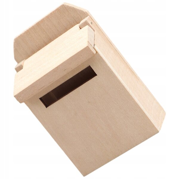 Mini casella postale in legno beige per decorazioni e giochi creativi