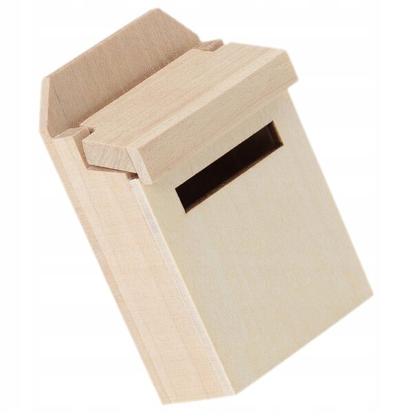 Mini casella postale in legno beige per decorazioni e giochi creativi