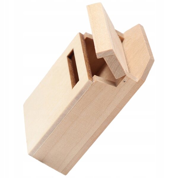 Mini casella postale in legno beige per decorazioni e giochi creativi