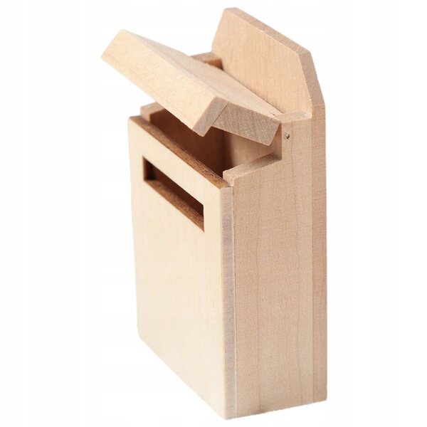 Mini casella postale in legno beige per decorazioni e giochi creativi
