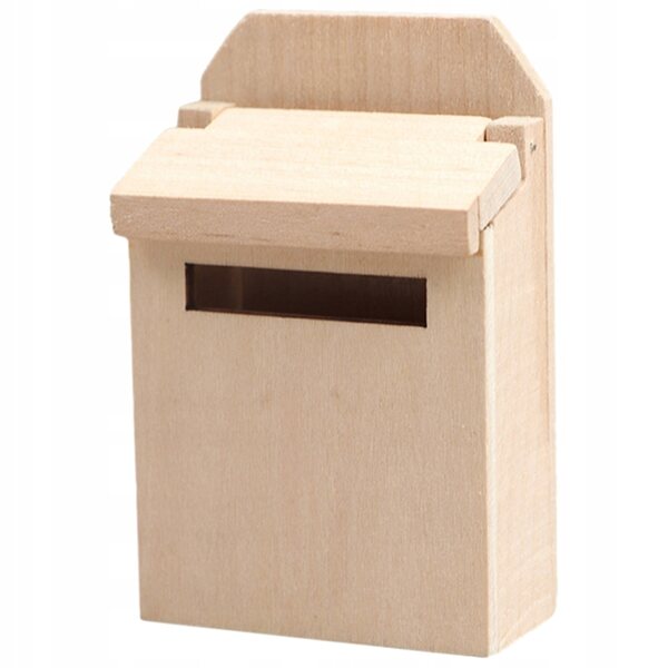 Mini casella postale in legno beige per decorazioni e giochi creativi