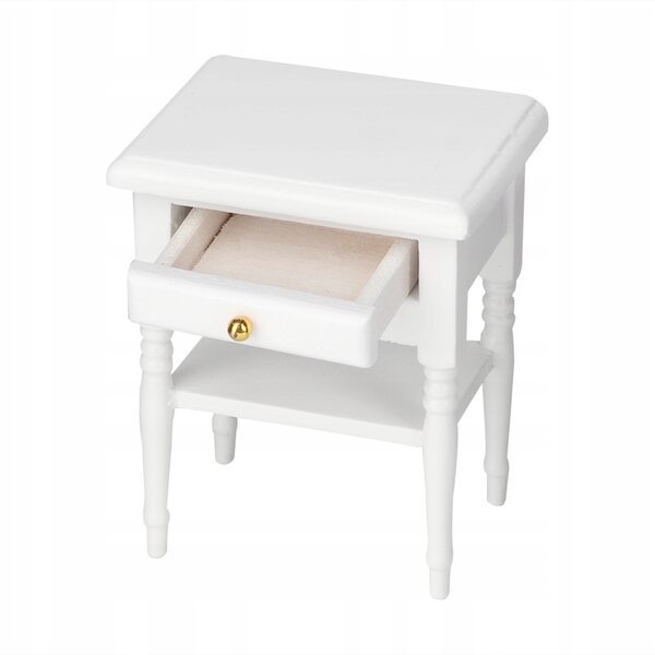 Set Mobili per Bambole in Legno Bianco 1:12 Mini Comodino per Camera da Letto
