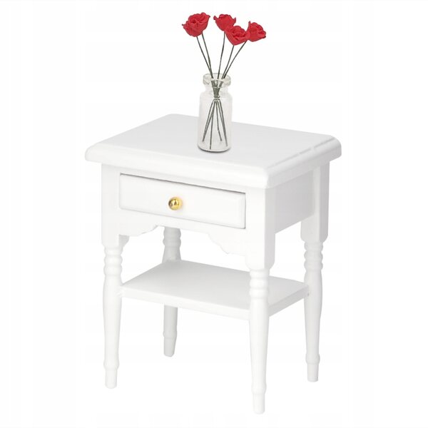Set Mobili per Bambole in Legno Bianco 1:12 Mini Comodino per Camera da Letto